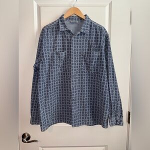Gramicci Men’s Blue Patterned Button-Up Shirt 100% Cotton Size Large